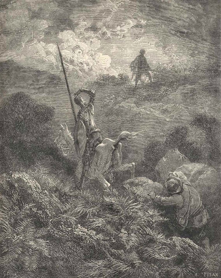Cap XXIII Dom Quixote vislumbra um indivíduo que se afasta