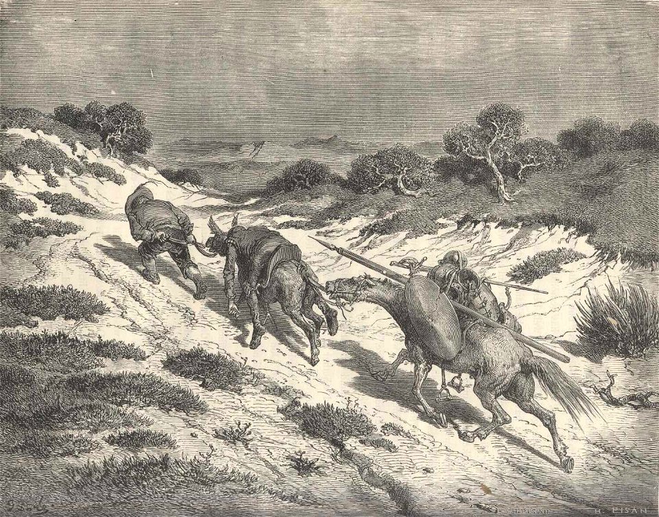 Cap XV Dom Quixote alquebrado montado no burro Gustave Doré