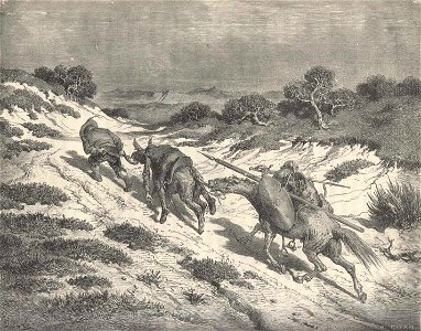 Cap XV Dom Quixote alquebrado montado no burro Gustave Doré