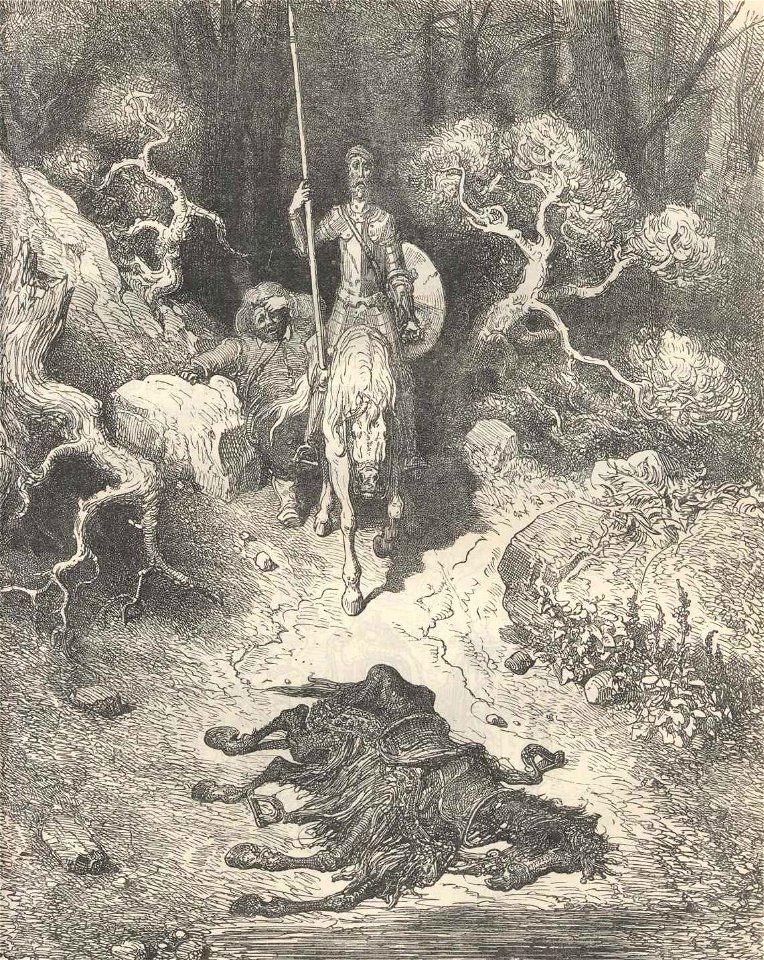 Cap XXIII Dom Quixote e Sancho Pança encontram uma mula morta