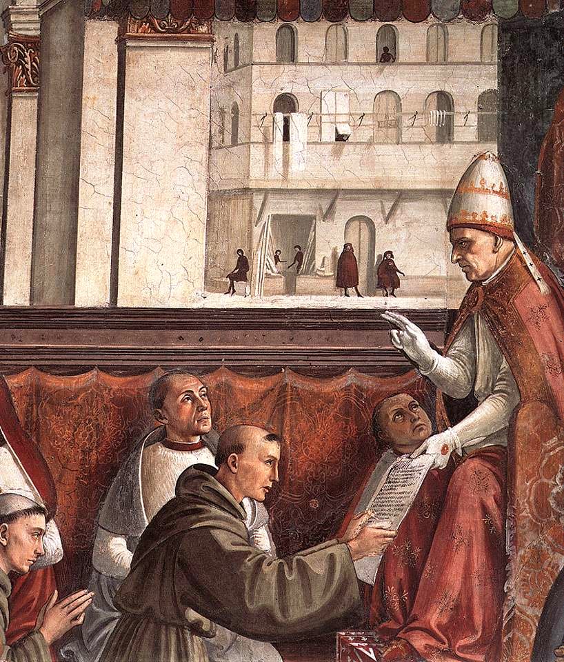 Capella sassetti, conferma della regola francescana, dettaglio 01