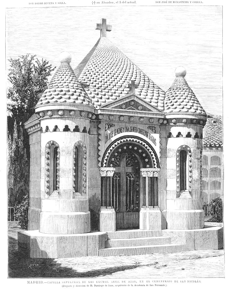 Capilla sepulcral de los Excmos. Sres. de Azas, en el cementerio de San Nicolás, de Rico, en La Ilustración Española y America, 22-07-1894