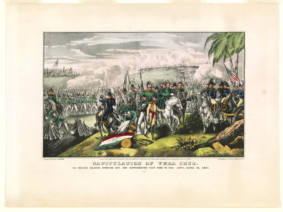 Capitulation of Vera Cruz- The Mexican soldiers marching out, and surrendering their arms to Genl. Scott. March 29, 1847 LCCN90714167