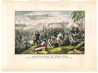 Capitulation of Vera Cruz- The Mexican soldiers marching out, and surrendering their arms to Genl. Scott. March 29, 1847 LCCN90714167