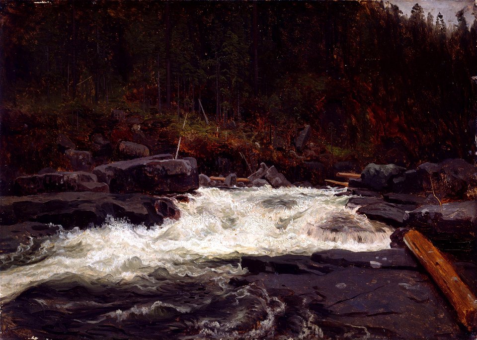 August Cappelen - Waterfall in Telemark, Study for Inv.No. 427 - NG.M.00289-018 - National Museum of Art, Architecture and Design