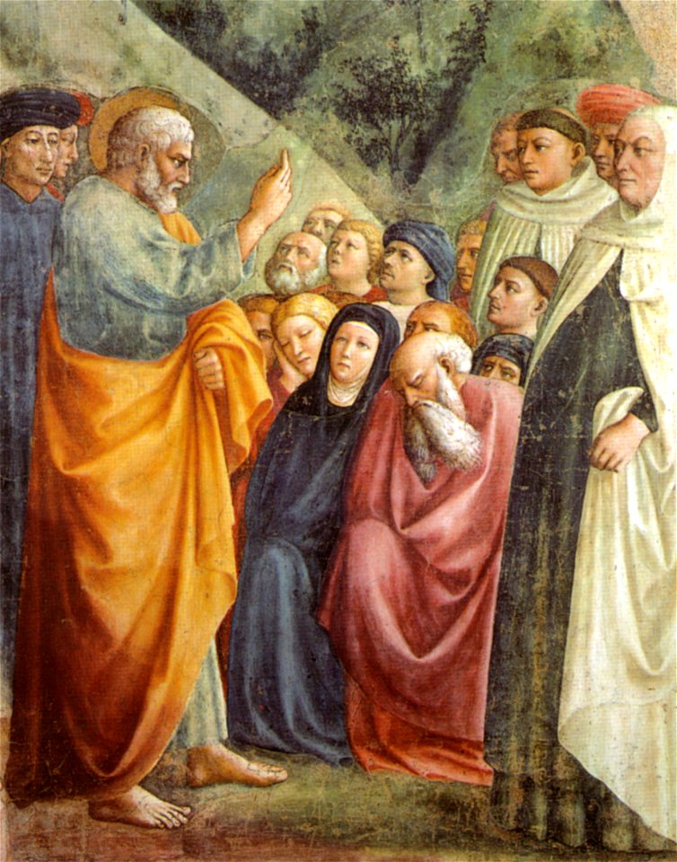 Cappella brancacci, Predica di San Pietro (restaurato), Masolino