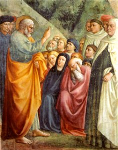 Cappella brancacci, Predica di San Pietro (restaurato), Masolino