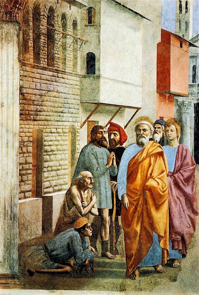Cappella brancacci, San Pietro risana gli infermi con la sua ombra (restaurato), Masaccio
