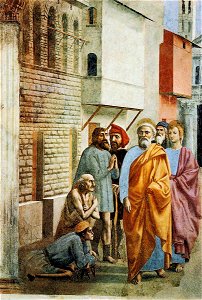 Cappella brancacci, San Pietro risana gli infermi con la sua ombra (restaurato), Masaccio