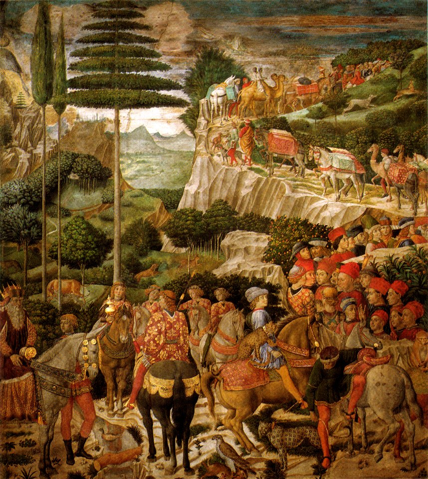Cappella dei magi, corteo con giuliano de' medici e giuseppe patriarca di costantinopoli