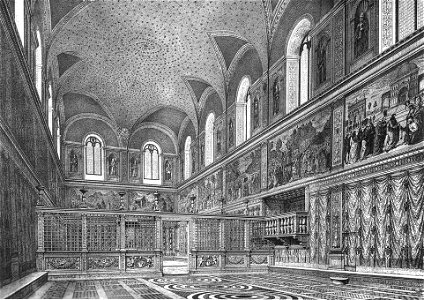 Cappella sistina, ricostruzione dell'interno prima degli interventi di Michelangelo, stampa del XIX secolo