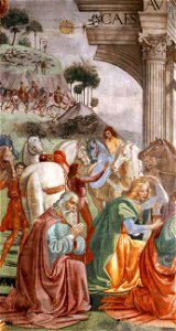 Cappella Tornabuoni, Adoration of the Magi 02. Free illustration for personal and commercial use.