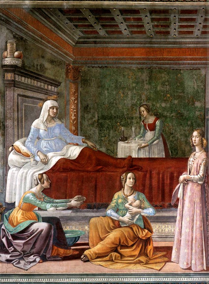 Cappella Tornabuoni, Birth of Birth of Saint John the Baptist 02