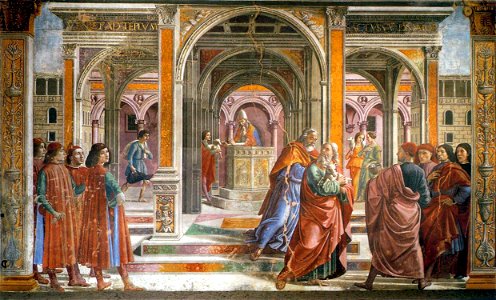Cappella Tornabuoni, Expulsion of Joachim from the Temple 01. Free illustration for personal and commercial use.