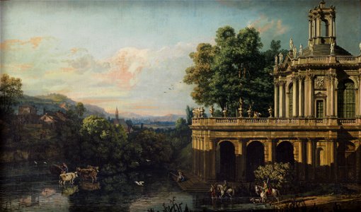 Capricho arquitectónico con un palacio - Bernardo Bellotto