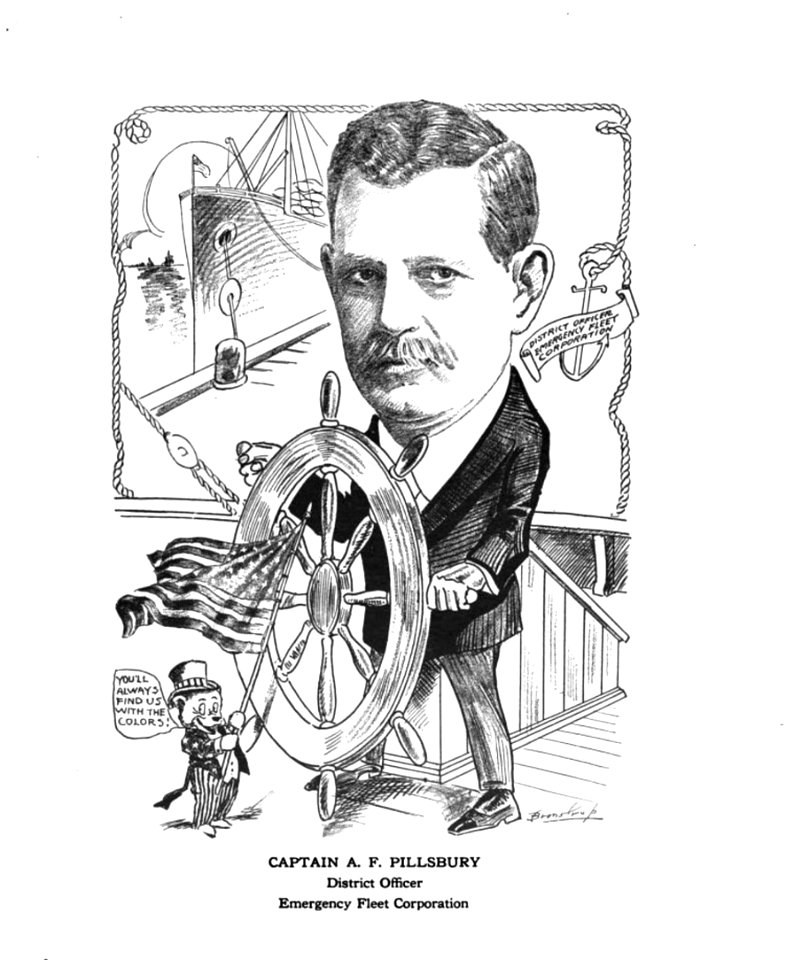 Captain A. F. Pillsbury, District Officer, Emergency Fleet Corporation. Caricature