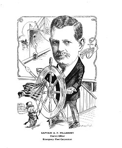 Captain A. F. Pillsbury, District Officer, Emergency Fleet Corporation. Caricature