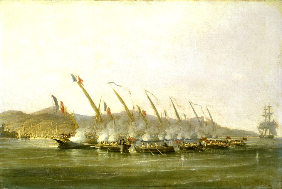 Captain Robert Maunsell capturing French gunboats off Java, July 1811 RMG BHC4218