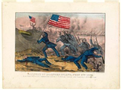 Capture of Roanoke Island, Feby. 8th 1862- By the federal forces, under Command of Genl. Ambrose E. Burnside, and gunboats under Commodore L.M. Goldsborough LCCN90714196