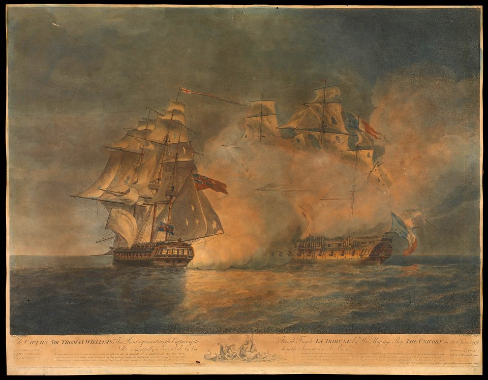 Capture of the French Frigate La Tribune byThe Unicorn, Pocock