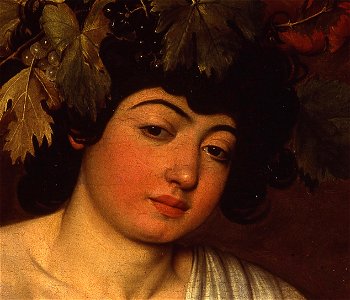 Caravaggio - Bacco adolescente - Google Art Project - face detail. Free illustration for personal and commercial use.