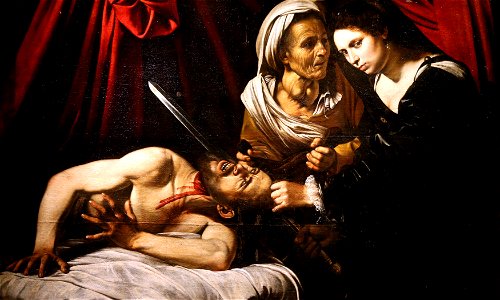 Caravaggio (Attr.) - Judith beheading Holofernes. Free illustration for personal and commercial use.
