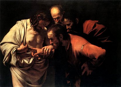 Caravaggio incredulity. Free illustration for personal and commercial use.