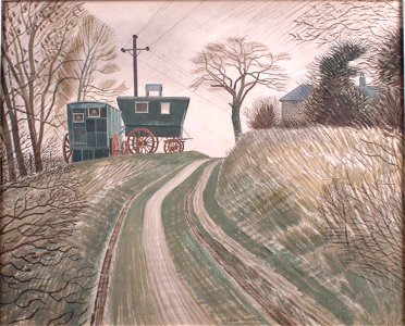 Caravans (Eric Ravilious). Free illustration for personal and commercial use.
