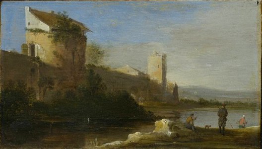 Carel de Hooch - Italienische Landschaft mit Stadtbefestigung - 2746 - Bavarian State Painting Collections