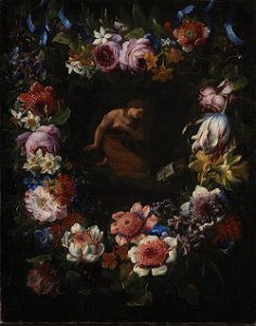 Carel de Vogelaer - A Wreath of Flowers - KMSsp658 - Statens Museum for Kunst. Free illustration for personal and commercial use.