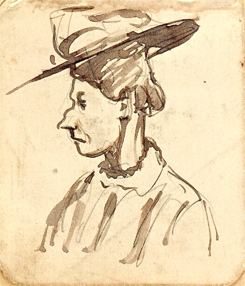 Caricature of a Female Head Wearing a Hat by Theo van Doesburg Centraal Museum AB4384