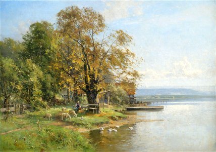 Carl Adam Heinisch Herbst am Starnberger See. Free illustration for personal and commercial use.