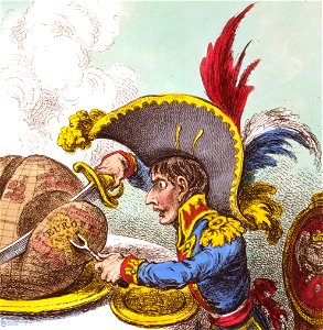 Caricatures of Napoleon I of France detail, Caricature gillray plumpudding (cropped)