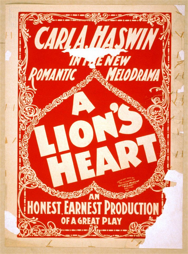 Carl A. Haswin in the new romantic melodrama, A lion's heart an honest, earnest production of a great play. LCCN2014636489