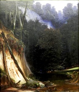 Carl Blechen, Waldschlucht mit Rotwild