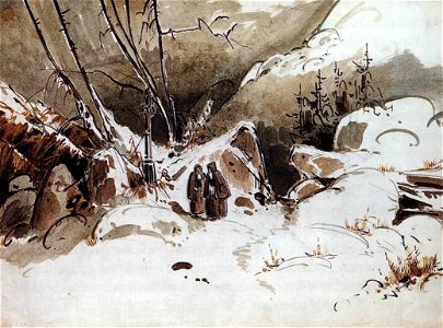 Carl Blechen - Alpine Pass in Winter with Monks - WGA02252