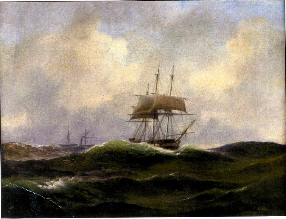 Carl Bille, Råseglare och ångare i hårt väder, Sjöhistoriska museet, SM 28648