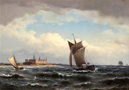 Carl Buntzen Segelschiffe vor Schloss Kronborg