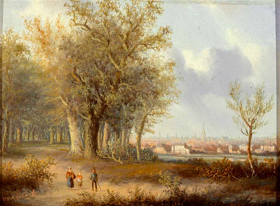 Carl Eduard Ahrendts Blick über Fluss auf eine Stadt 2