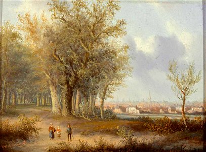 Carl Eduard Ahrendts Blick über Fluss auf eine Stadt 2