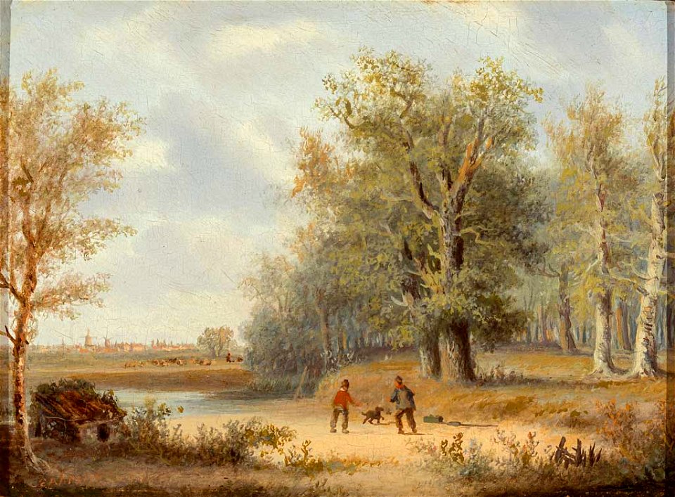 Carl Eduard Ahrendts Blick über Fluss auf eine Stadt