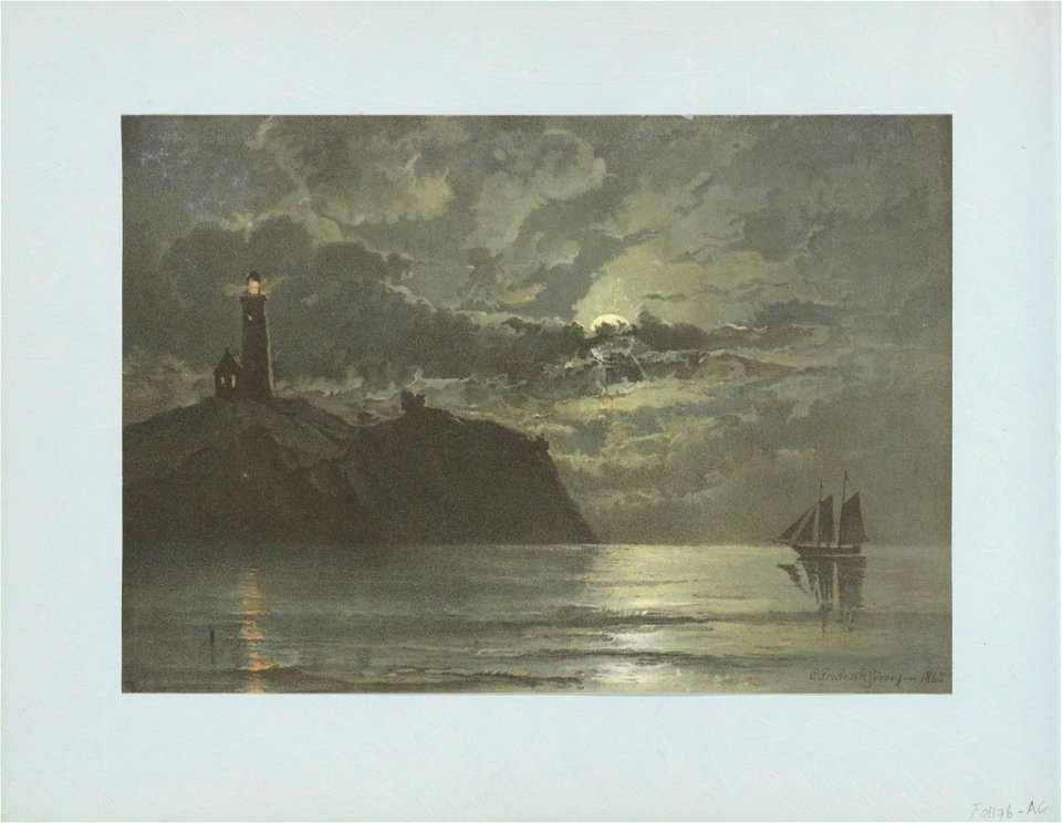 Carl Frederik Sørensen - Seascape with Lighthouse - Chromolithography