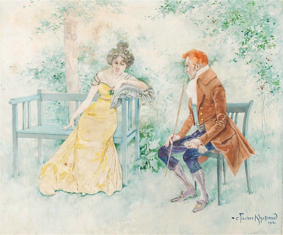 Carl Fischer-Köystrand Elegantes Paar im Park