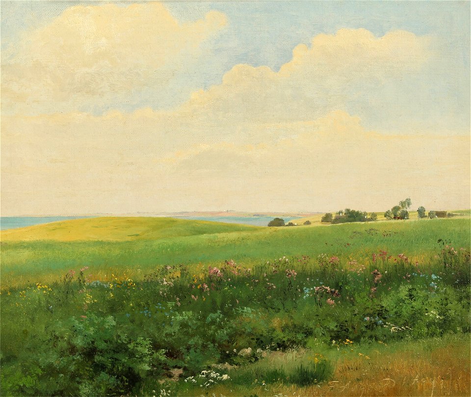 Carl Frederik Aagaard - Sommerlandskab med bølgende marker (1890)