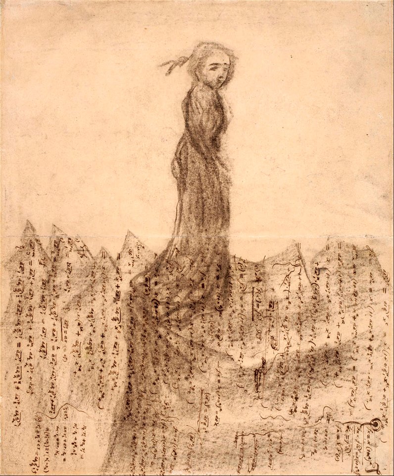 Carl Fredrik Hill - Untitled (woman in mountains of mathematical manuscripts) - Google Art Project