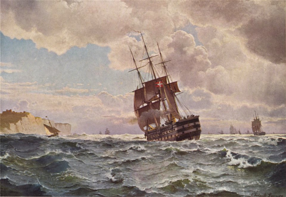 Carl Frederik Sørensen - Linjeskibet Skjold udenfor kysten - 1875