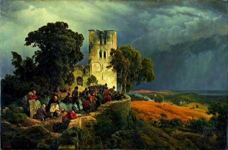 Carl Friedrich Lessing - The Siege (Defense of a Church Courtyard During the Thirty Years’ War) - Google Art Project