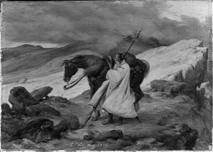 Carl Friedrich Lessing - Ein Kreuzritter auf der Wacht im Gebirge