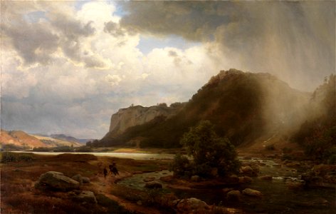 Carl Friedrich Lessing - Flußlandschaft - 2757 - Staatliche Kunsthalle Karlsruhe. Free illustration for personal and commercial use.