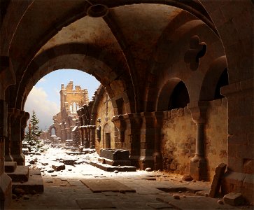Carl Georg Adolph Hasenpflug - Blick auf die Kirchenruine im Winter